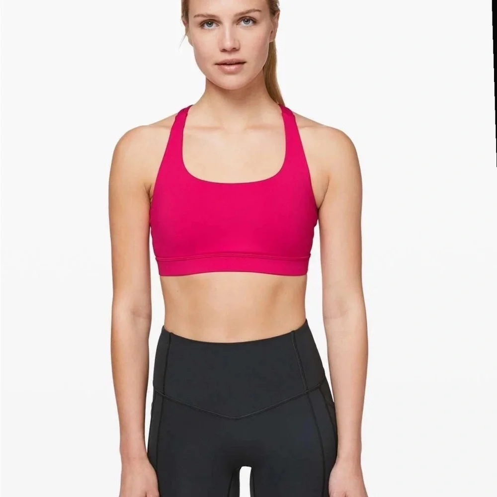 LULULEMON Energy Bra Size 6 Calypso Pink Medium Support B/C VEUC